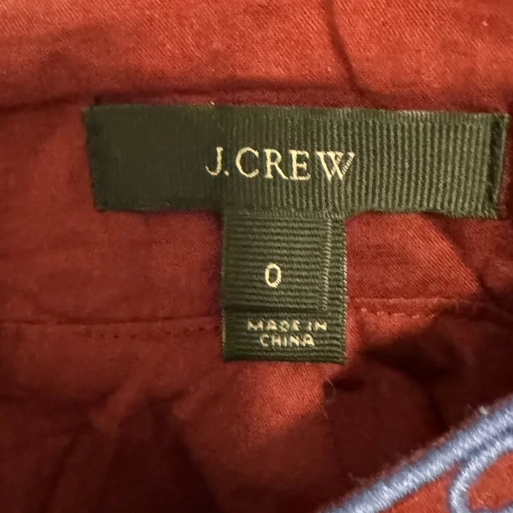 J.crew size 0  embroidered 100% cotton top